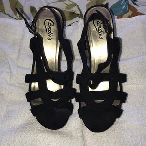 Candies Barcelona Black Heels with Straps Size 9.5